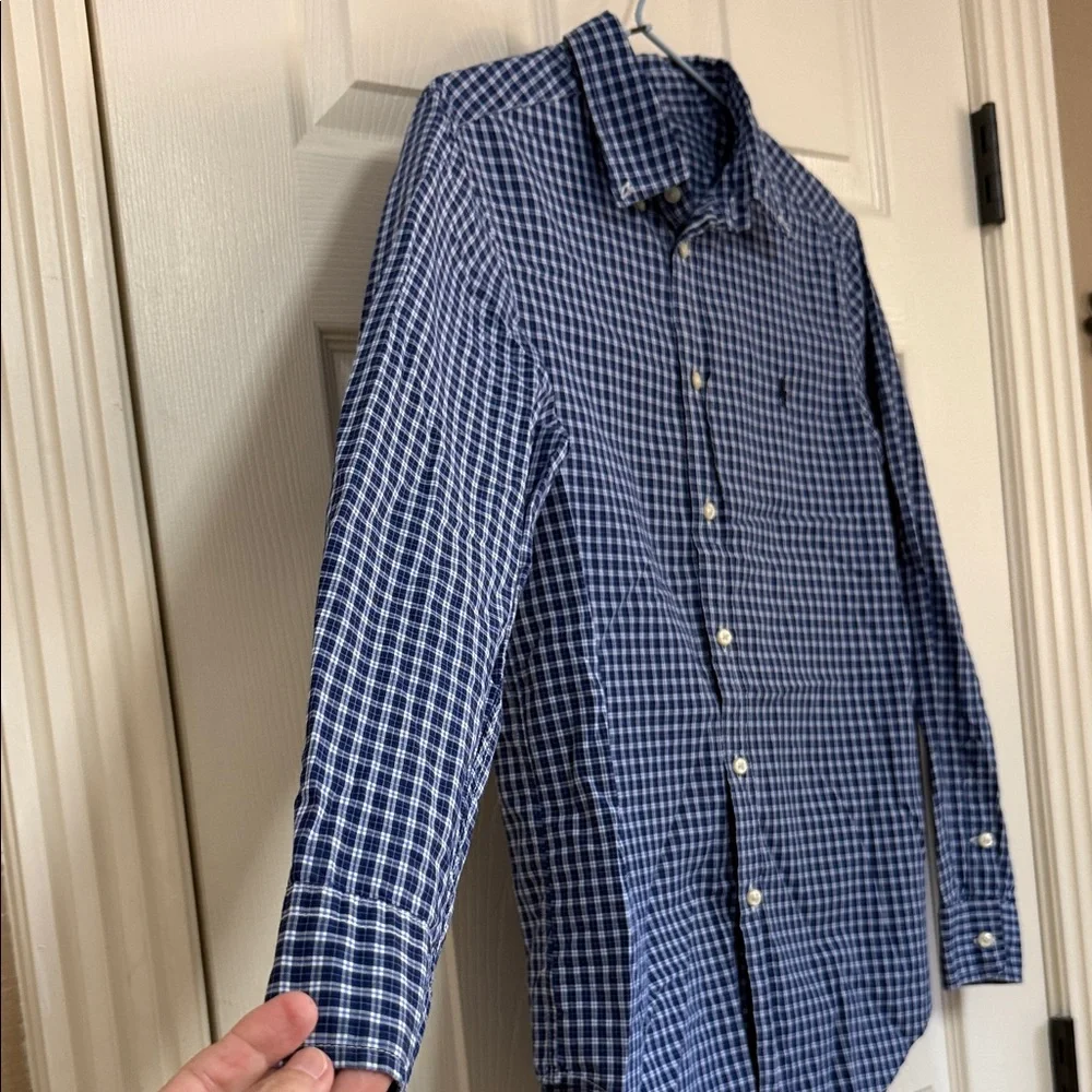 Ralph Lauren Navy Checkered Button Down Shirt